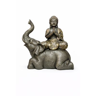 Statue Bouddha sur Éléphant – Protection, Chance & Décoration Zen Spirituelle
