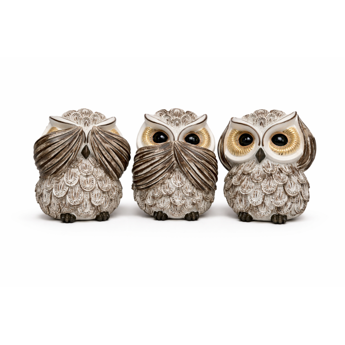 Trio Hiboux Sagesse Protectrice