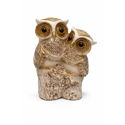 Statue Hiboux Dorés Décoration Spirituelle – Symbole Sagesse