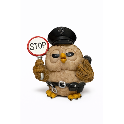 Hibou Policier Décoration – Statue Chouette Stop Originale